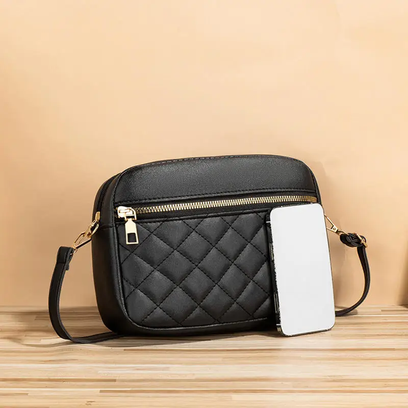 

New Fashion PU Crossbody Bag Women Texture Shoulder Bag Wholesale Large Capacity Crossbody Design Zipper Pattern Casual Daily