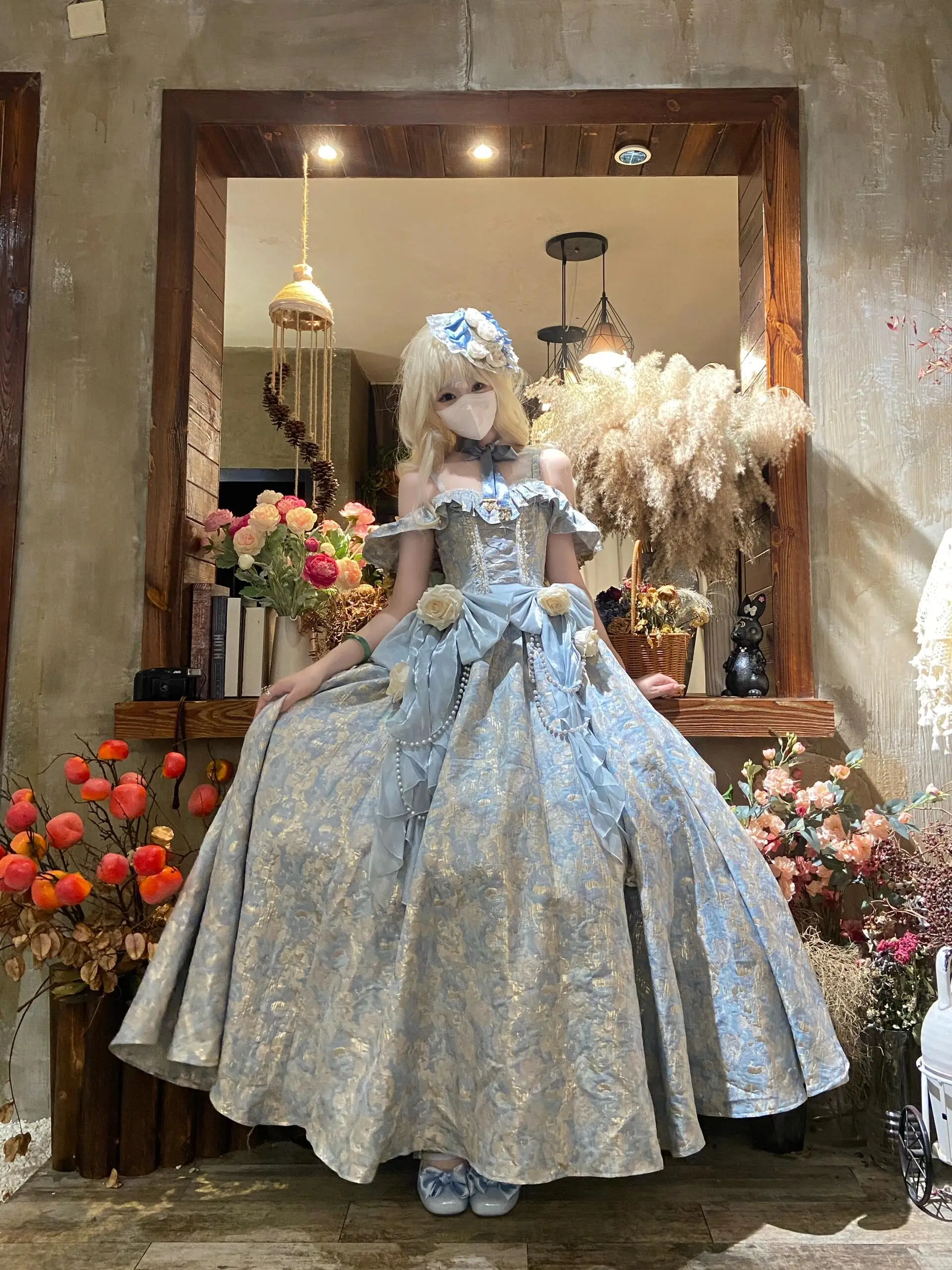 

Ele Blue Lolita Wedding Dr Floor-Length Birthday Adult Ceremony Dr Princely Princ Gown Lavi Flride