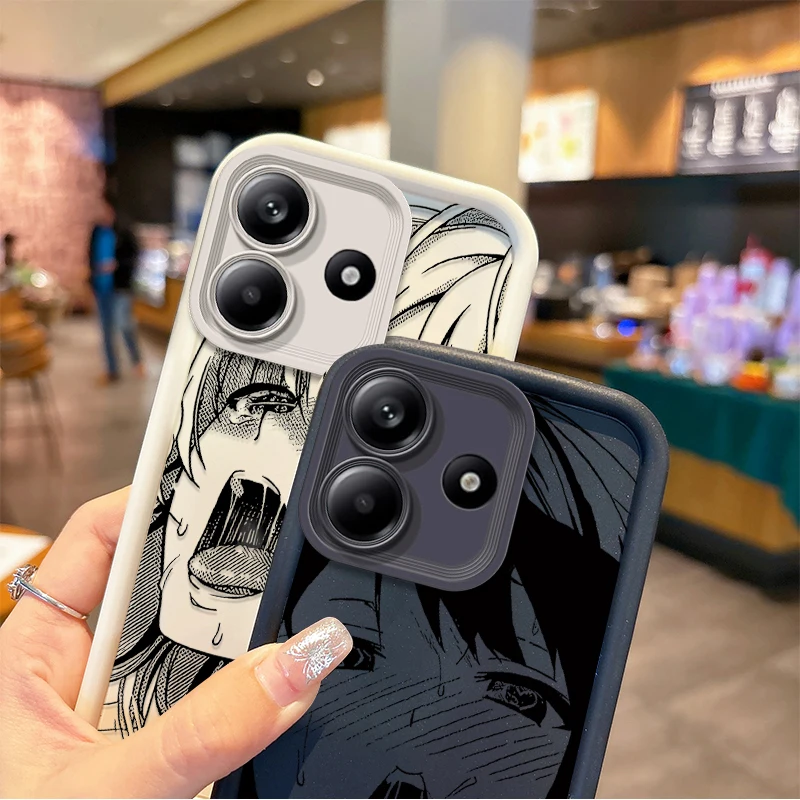 Japão menina emote caso para xiaomi redmi nota 14 13 12 11 10 pro plus 11s 10s 14c 13c 12c 10c a3 a3x a2 a1 4g 5g capa de silicone