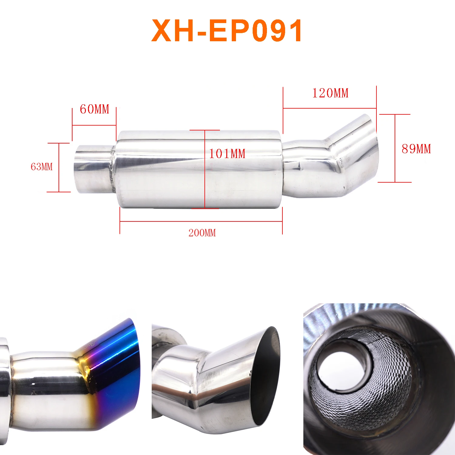 Exhaust Tip Car Escape Exhaust Systems 63MM Auto Racing Sport Muffler Turbo Sound Boost Tips Modification Accessories 2.5Inch