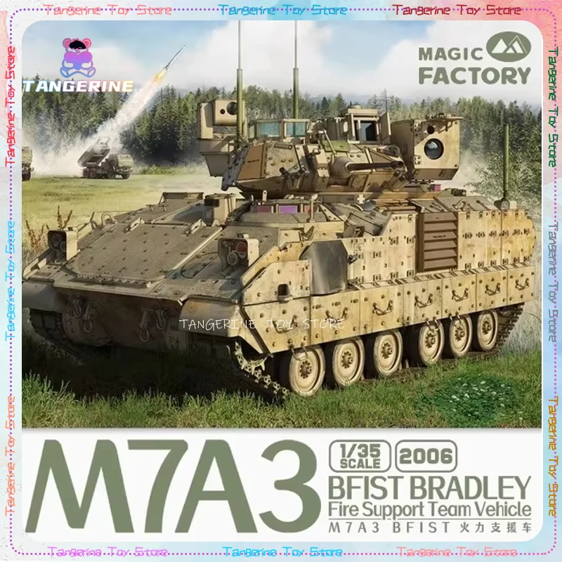 

Сборная модель автомобиля Magic Factory, модель 1/35 строительной модели M7a3 Bfist Fire, подставка для автомобиля, сборная фигурка, коллекционный подарок для детей на день рождения