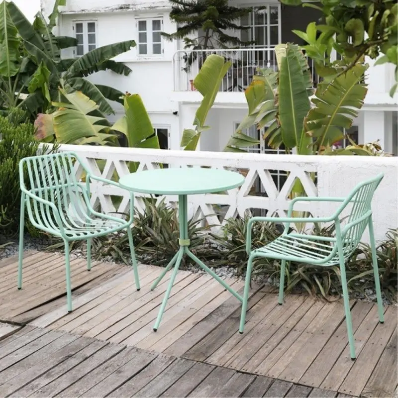 

Viral Outdoor Table Chair Set Milk Tea Shop Cafe Patio Setup Waterproof UV Resistant Open-Air Balcony Garden Courtyard Leisure