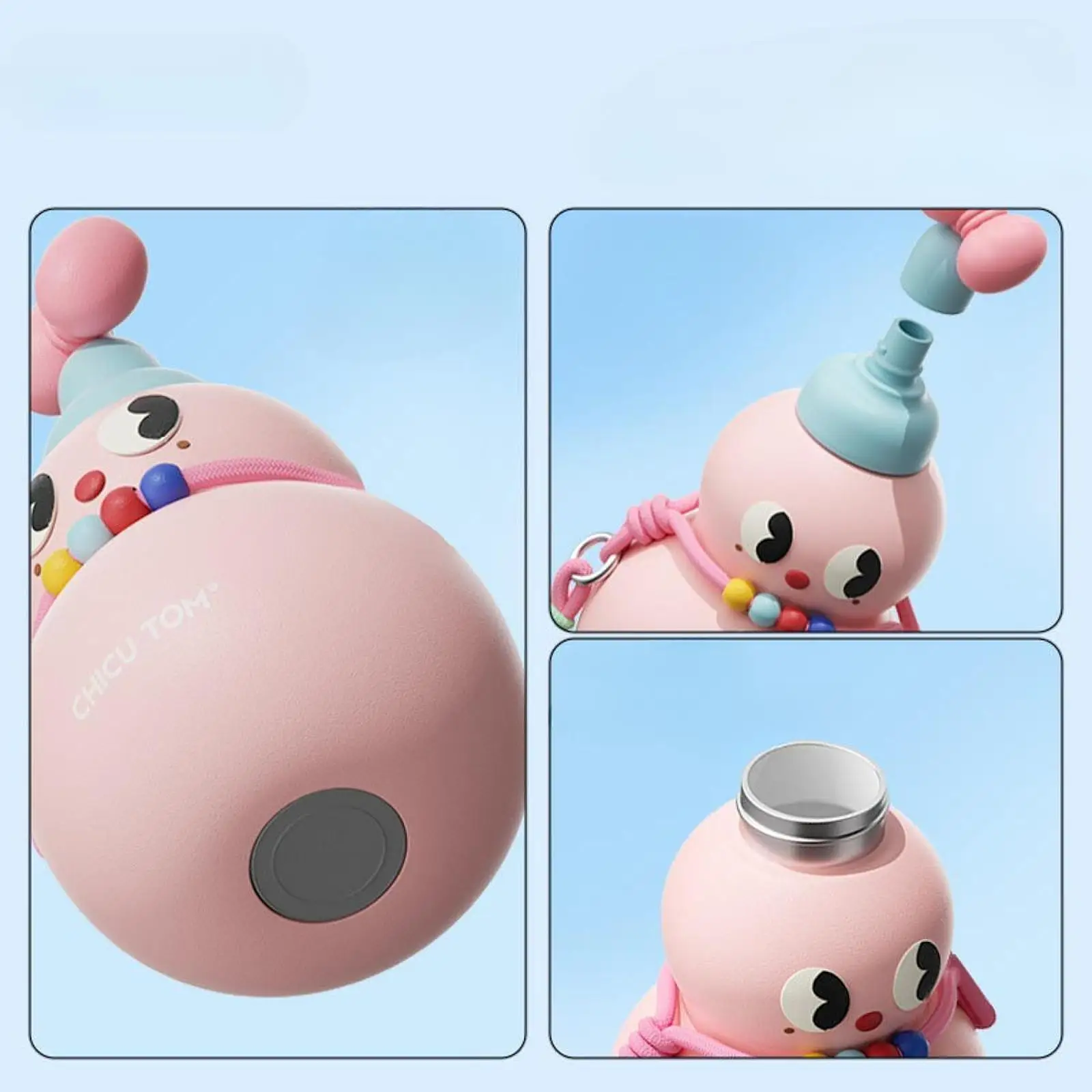 Bouteille d'eau gourde anti-fuite mignonne 500 ml en céramique et acier inoxydable, tasse thermique portable pour l'école, le sport, l'extérieur, le bureau, chaude ou froide