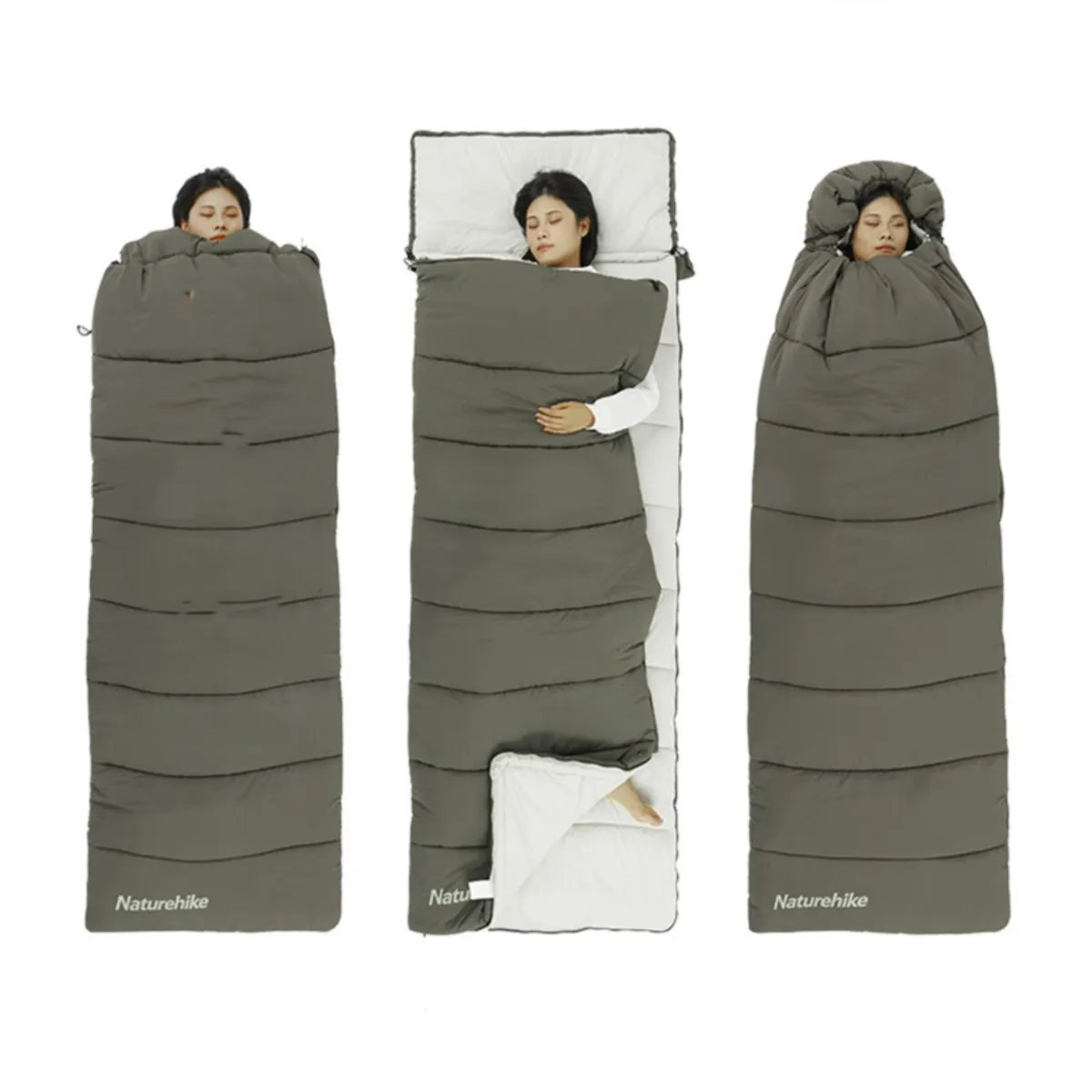 Naturehike Adult Envelope Single Cotton Sleeping Bag Ultralight 3 Seasons Washable Hooded Splicing Sleeping Bag CNK2300SD016