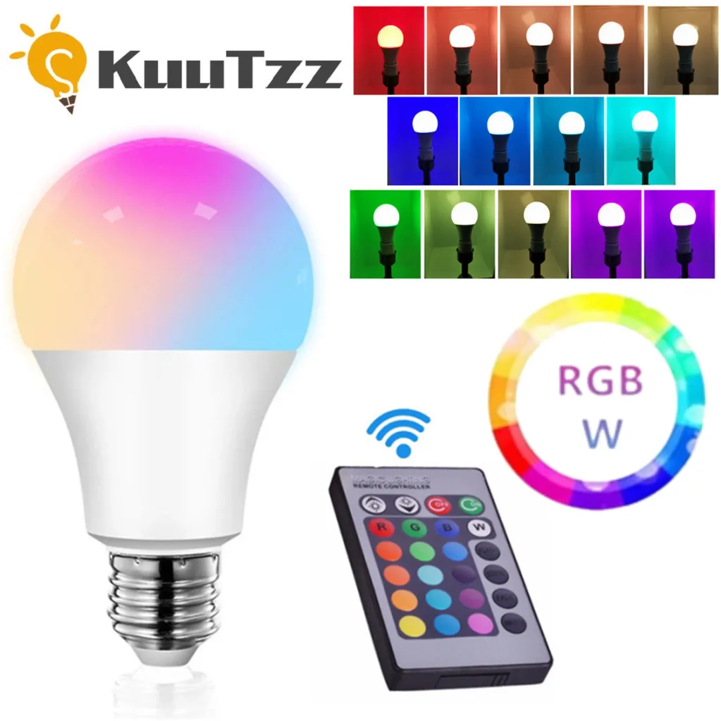 E27 RGB LED Bulb Lights AC 110-240V Led IR Remote Smart Control Lamp 4W 10W 15W Changeable Colorful RGBW Magic Bulb Home Decor