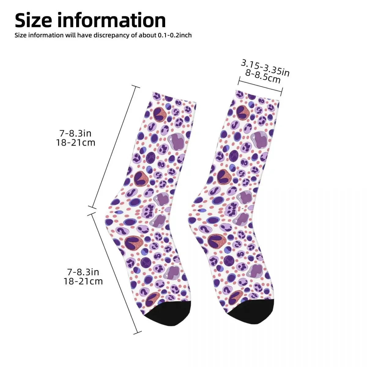 Large White Blood Cell Pattern Socks Harajuku High Quality Stockings All Season Long Socks Accessories for Man's Woman's Gifts