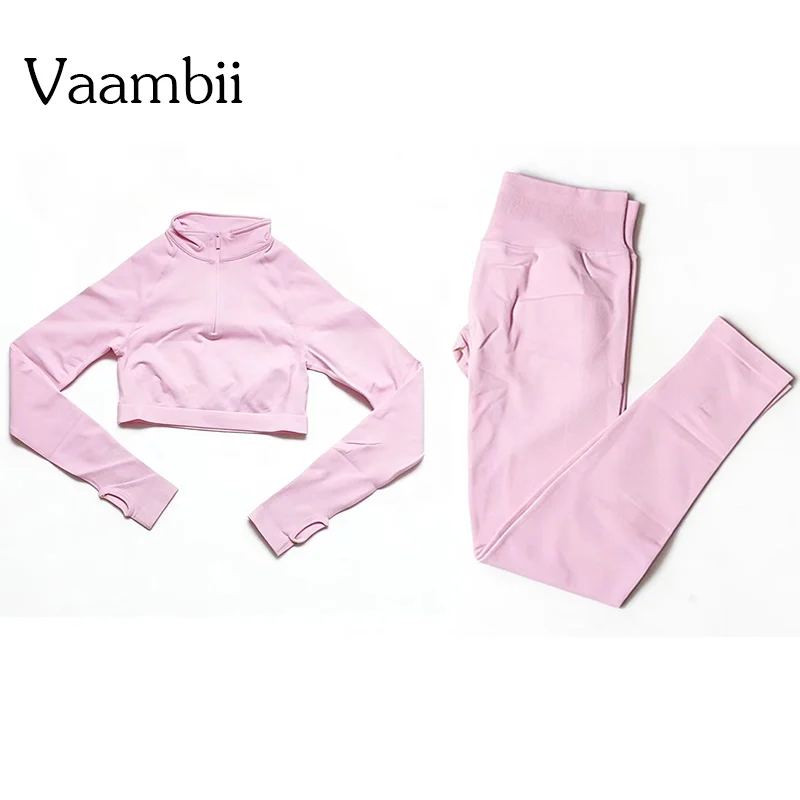 Impact Crop Zippy+Leggings Female Breathable Quick Dry Sportswear 2 Pces Fitness Yoga Set Women Solid Color Gym Running Suit
