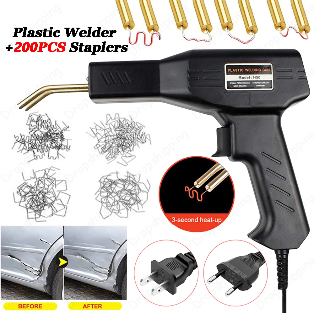 50W Heat Gun Plastic Welding Machine Soldering Iron With Staplers Car Bumper Repair Tool Kit Hot Stapler Plastic Welder