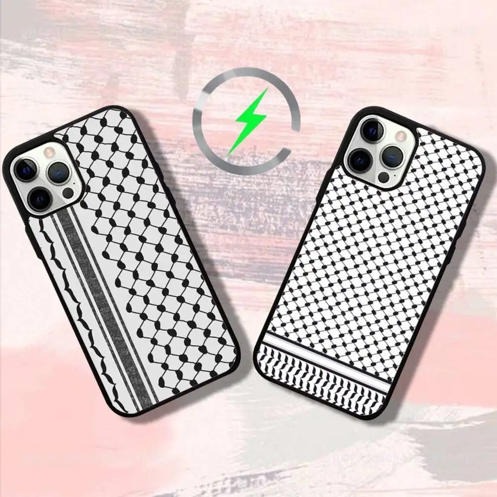 

H-Hattah Keffiyes Phone Case For iPhone 17,16,15,14,13,12,11,Pro,Max,Plus,Mini,SE4,E Magnetic Magsafe Wireless Charging