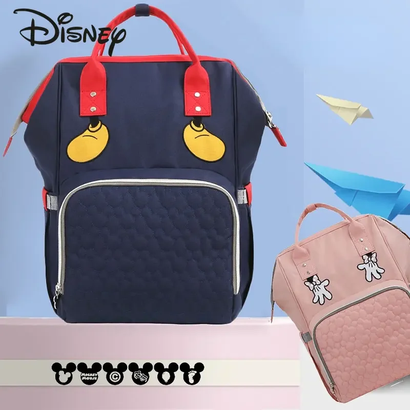 Disney New Diaper Bag Backpack Luxury Brand Original Fashion Baby Bag Cartoon Cute Multifunctional Backpack Large Capacity