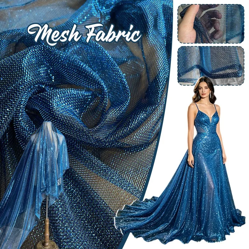

100x150CM Soft Shiny Wedding Dress Fabric Background Decor DIY Designer Clothing Fabric Gradient Laser Mesh Soft Material New