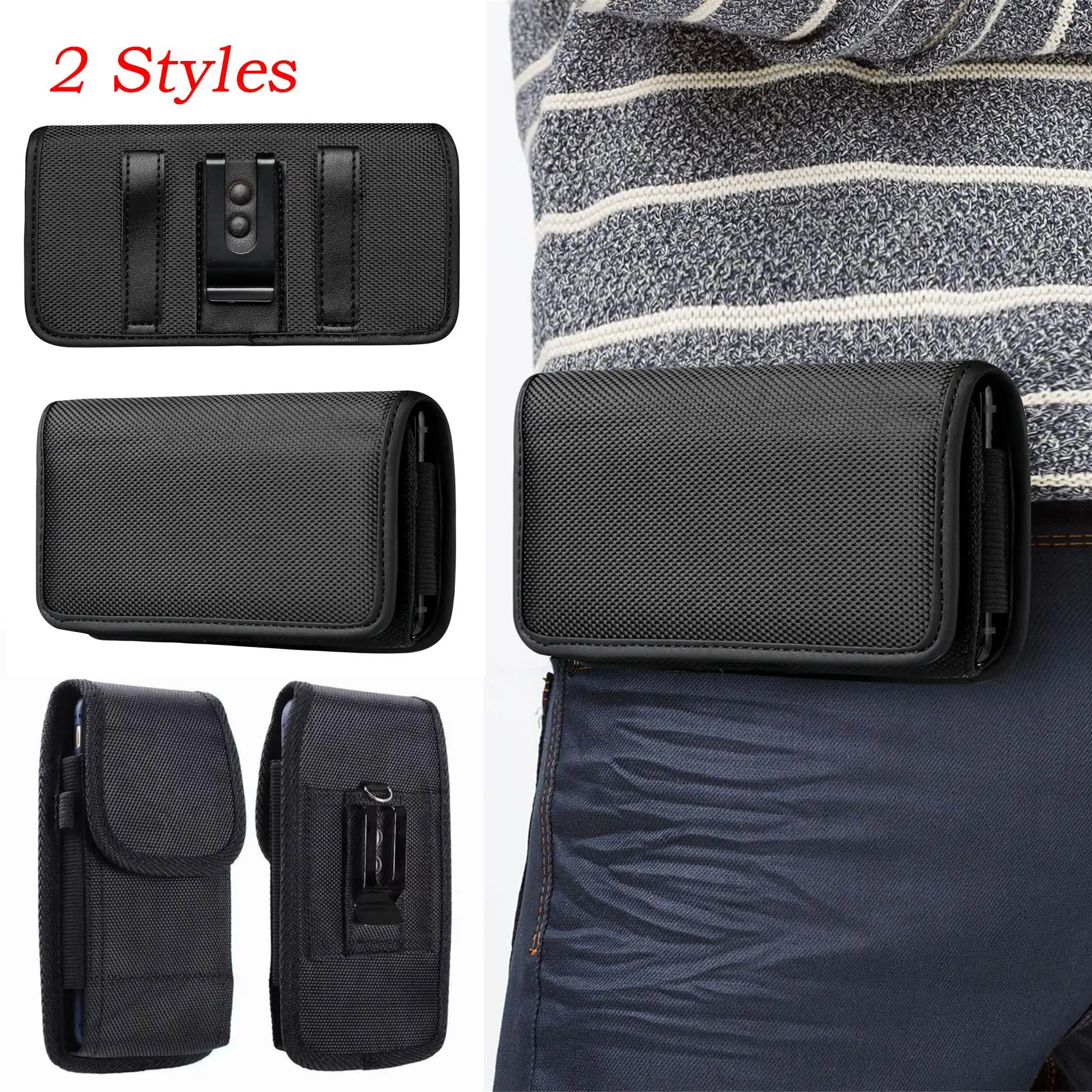 Mobile Phone Waist Bag 5.2-5.5/5.7-6.3 Inch Belt Bag Hook Hoop Holster Phone Waist Bag Mini Coin Card Zipper Pouch Small Bag