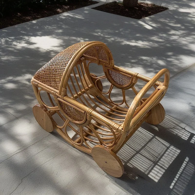 

Детский стул из ротанга, стул для фотосъемки новорожденных, реквизит, ручная работа, винтажная бамбуковая кроватка для позирования, детские фотографии, фон, аксессуары для кровати