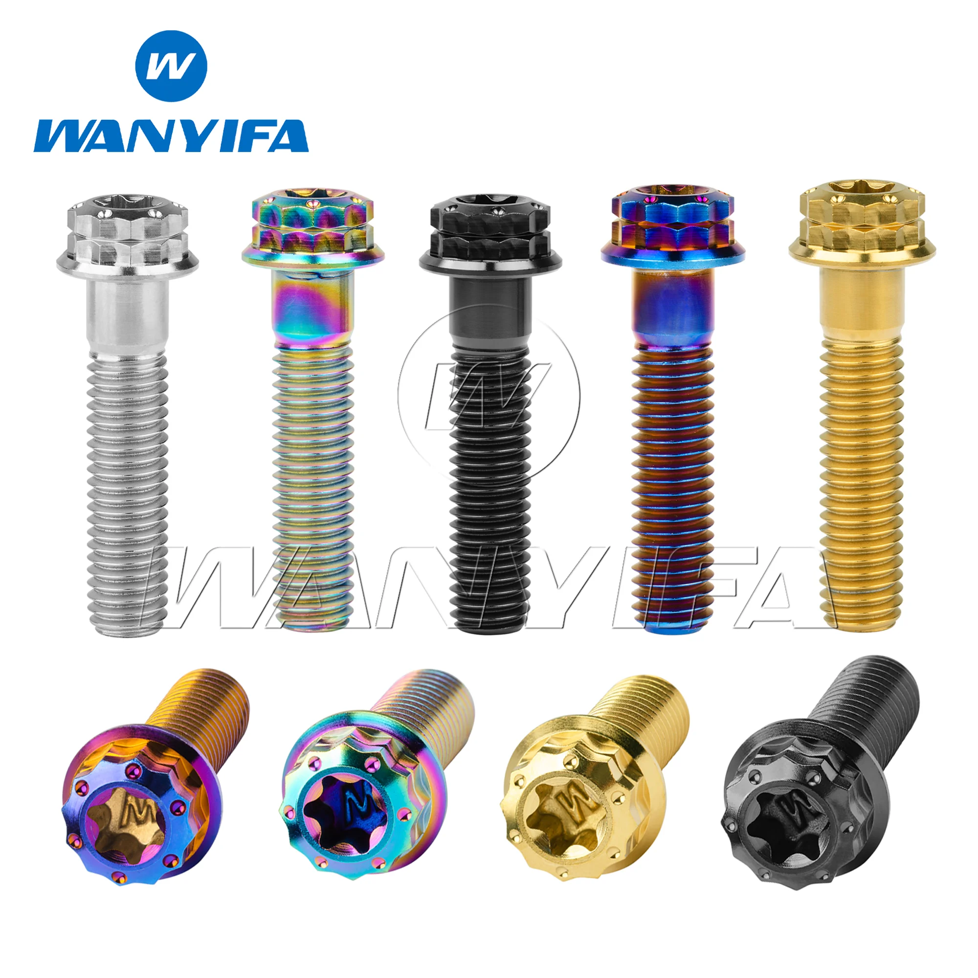 Wanyifa-Parafuso de titânio para motocicleta reequipada, T40 parafusos de cabeça, flange Torx, M8 x 15, 20, 25, 30, 35, 40, 45, 50, 55, 60, 65, 80 milímetros, 4 PCes, 10 PCes