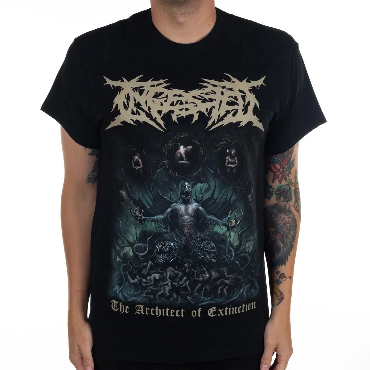 Ingested Band Abyss Demon Vine Human Figure Album Art Print T Shirt Brutal Death Metal Unisex Tee