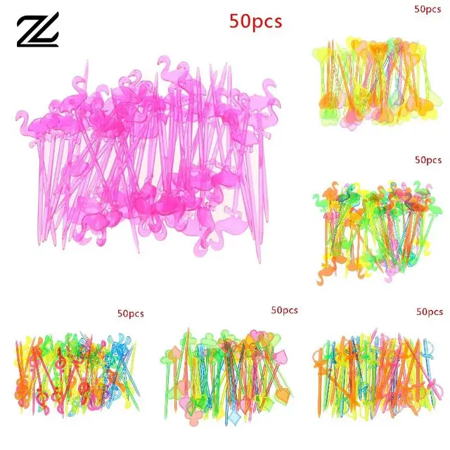 50 sztuk zwierząt Flamingo serce zaopatrzenie firm wykałaczki w formie bufetu widelec do owoców przekąska deser ciasto sałatka kije koktajl wykałaczka Skewe