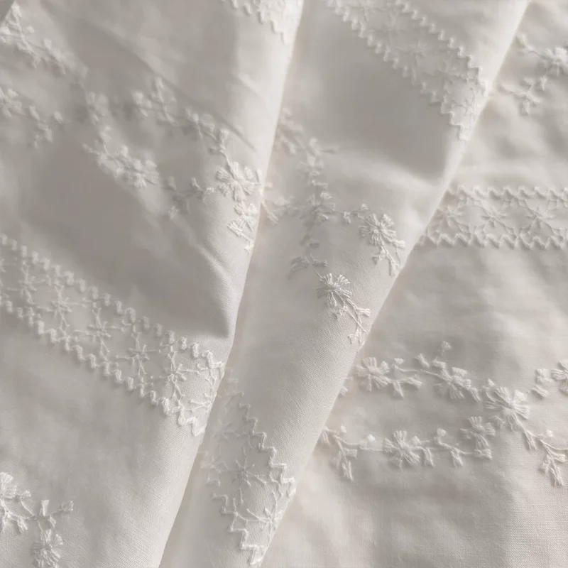 

Cotton Fabric Embroidered White Flower Wall Suitable For Summer Dresses Clothes Tablecloths DIY Fabrics