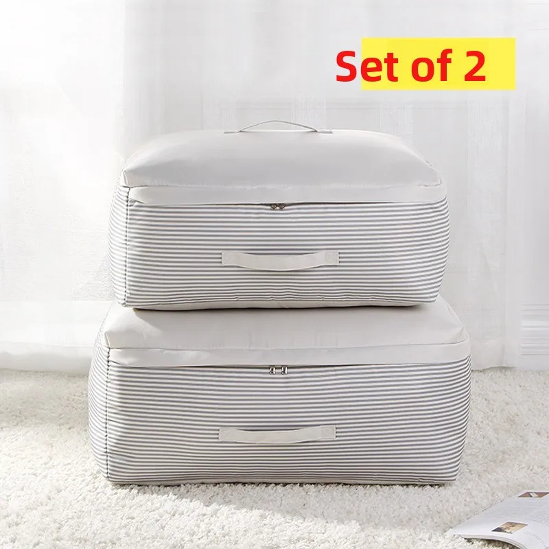 

Утолщенная сумка для хранения одежды и одеял, пылезащитная, для домашнего использования, комплект из двух предметов, японский стиль, моющийся, из полиэстера
