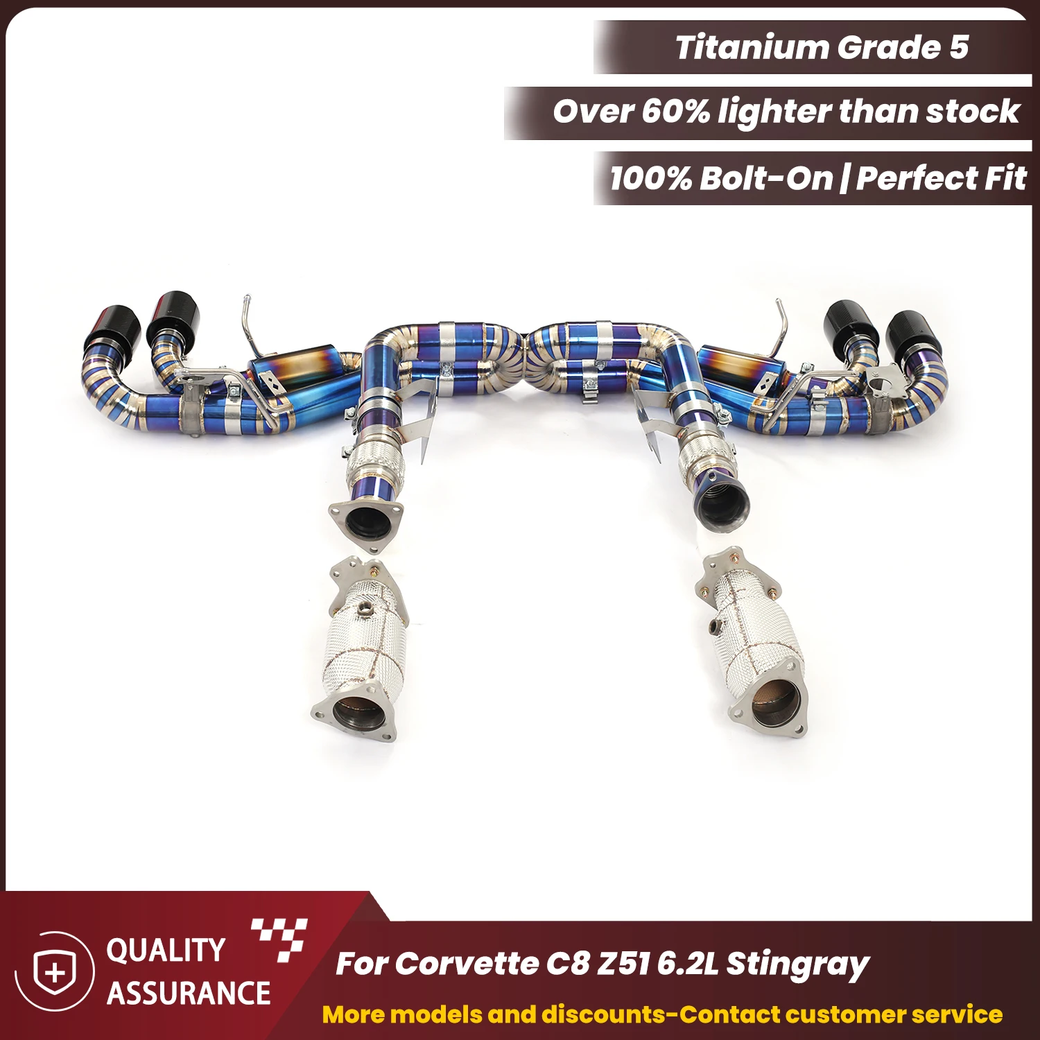 

ECCF black carbon fiber tips OEM Valved Titanium Complete exhaust system ForCorvette C8 Z51 6.2L Stingray Aggressive Sound