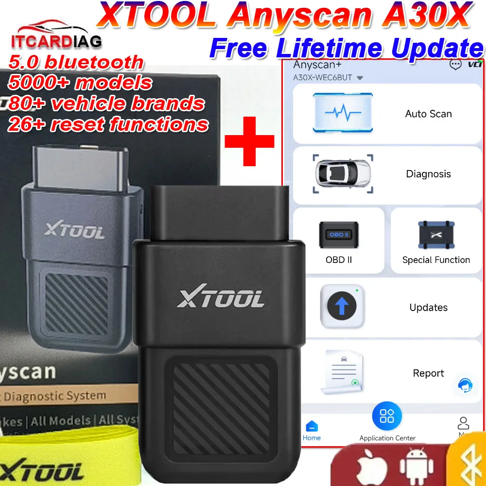 NEW XTOOL Anyscan A30X Scanner 26+ Relearn/Reset OBDII Code Reader Bluetooth 5.0 Auto OBD2 Diagnostic Tool PK XTOOL Anyscan A30m