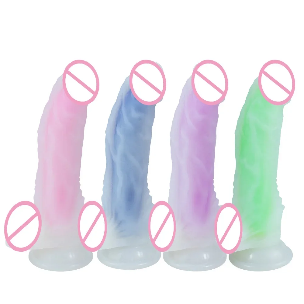 A92 Fluorescent Luminous Coated with Rubber Simulation Adult Products Liquid Silicone Penis Female Masturbation Couples flirt