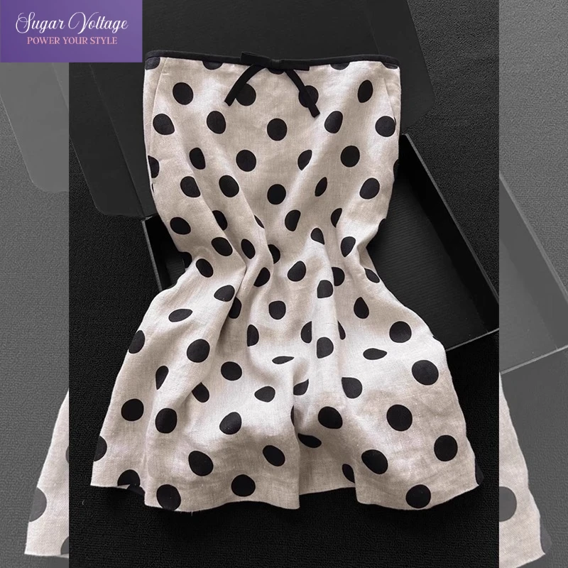 

Plus Size Polka Dot Skirt Women Summer High Waist A-Line Long Skirt French Minimalist French Elegant Slim Commuter Midi Skirt