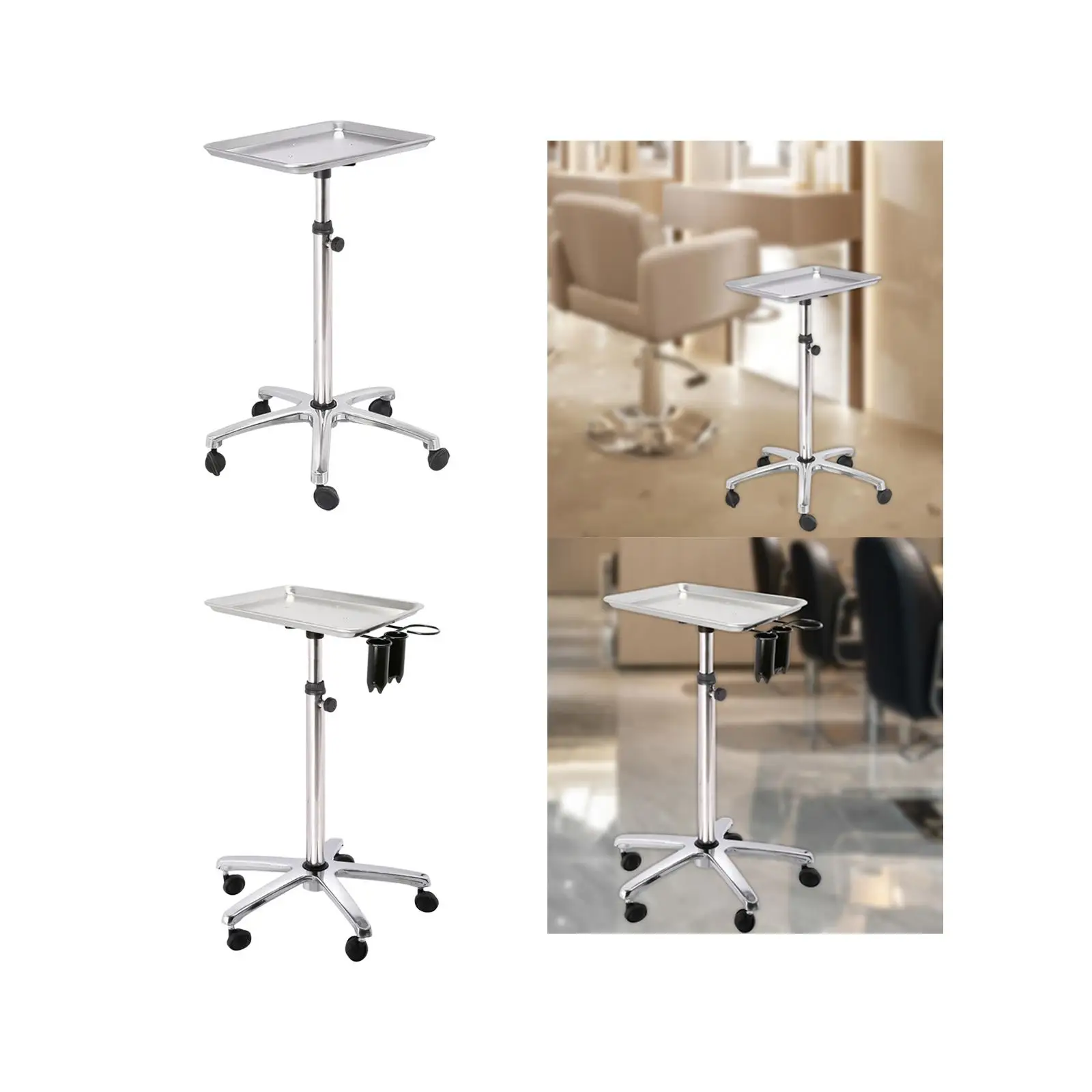 Hair Salon Rolling Cart Tray Hair Stylist Cart Instrument Tray Stand Salon Tray Cart on Wheels for Hairdresser Salons Studios