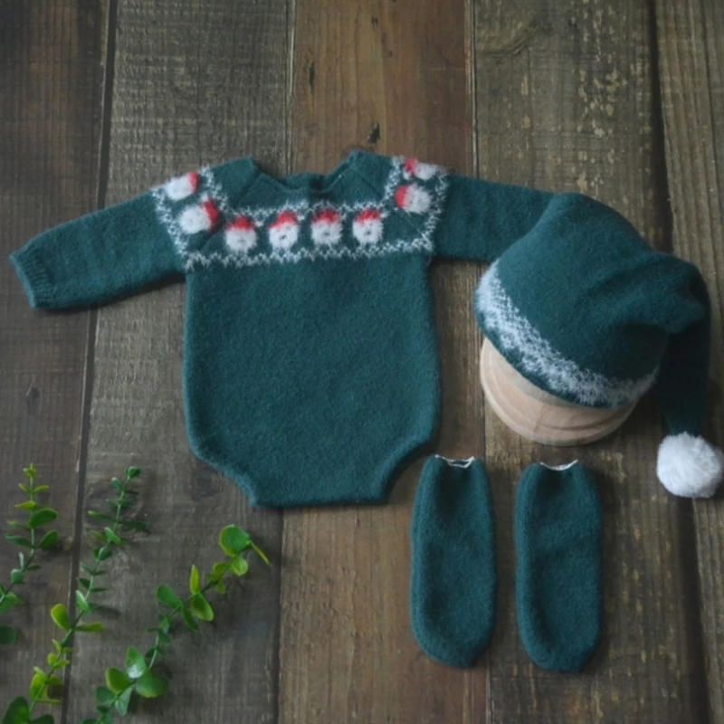 Baby Romper Hat Socks set Unique Design Newborn Baby Knitted Photo Attire