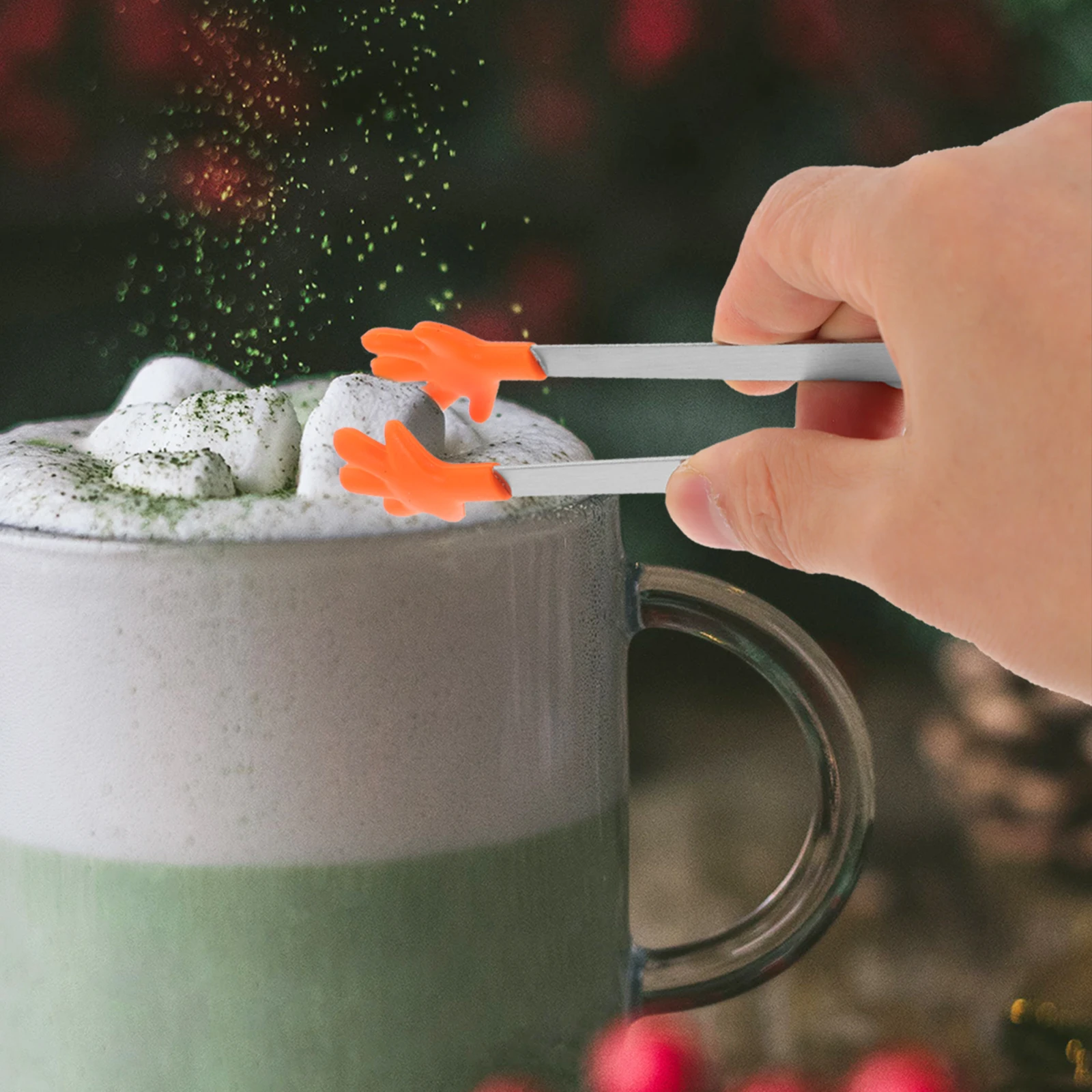 

Силиконовые зажимы для еды, кухонные щипцы, мини-ледяной сахар, маленькие для сервировки кубиков, рука из нержавеющей стали