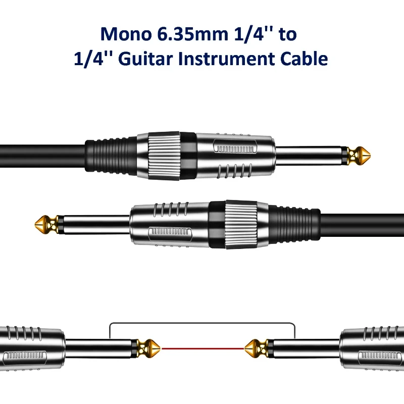 Jack 6.5mm TS Guitar Cable Male To Male 1/4 Inch Instrument Audio Cable 6.5mm To 6.5mm Aux Cables for Electric Guitar Mixer AMP