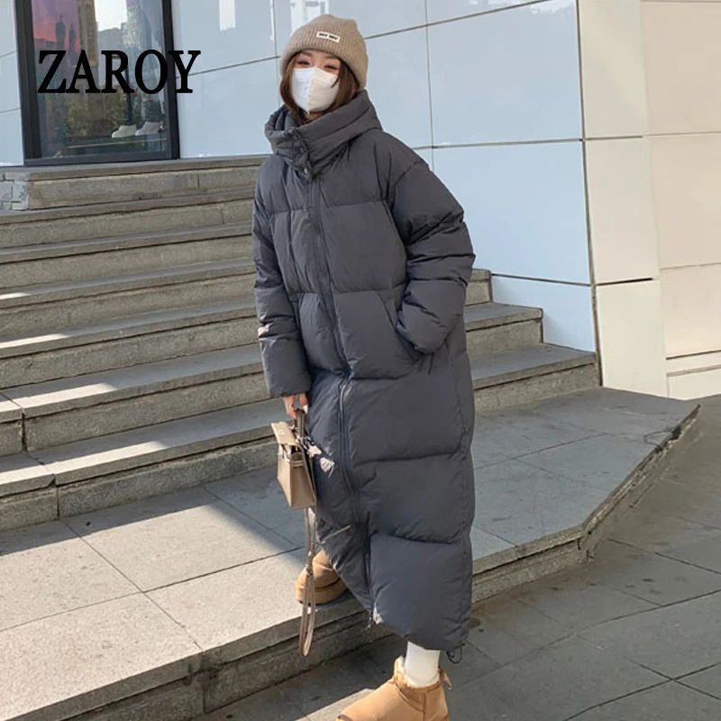 ZAROY Padded Women Jacket Windproof Warm Winter Long Parkas Overcoat Loose Casual Hoodie Coat Skiing Outerwear Длинные п