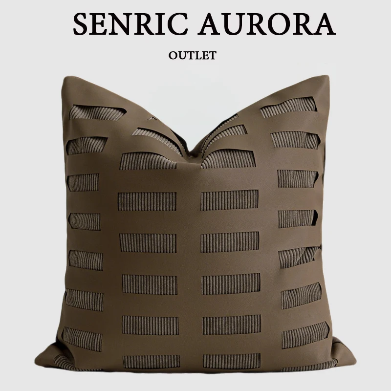 

Роскошный чехол для подушки 45x45 см, коричневый кофейный полый кожаный вельветовый чехол для дома, отеля, кровати, гостиной, дивана