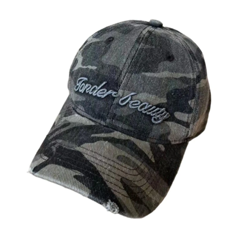 Cool Distressed Baseball Hat Camouflaged Sun Cap For Men Women Teens Daily Wear Y166