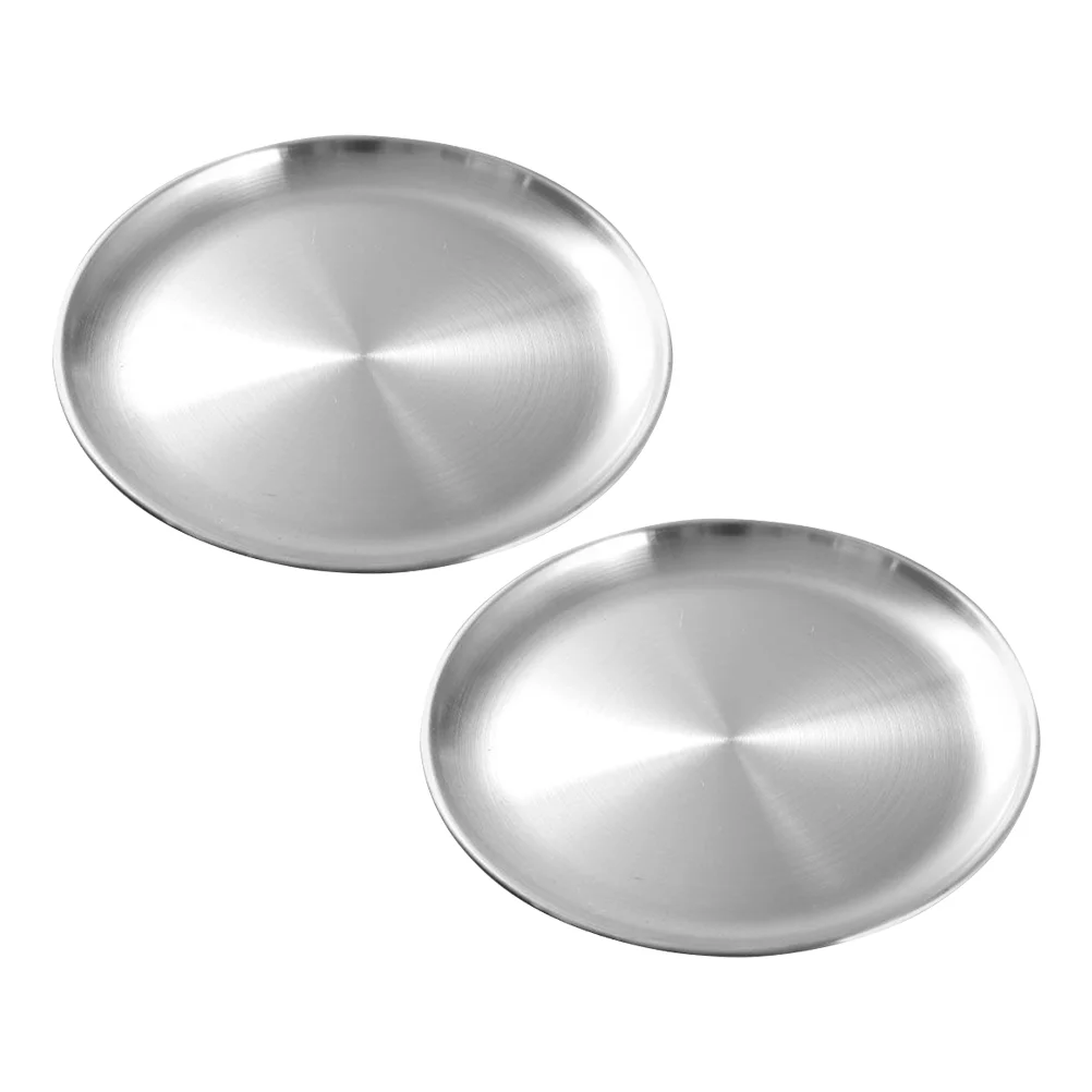 2 Pcs Stainless Steel Plate Camping Appetizer Cupcake Containers Food Tray Snack Dish Steak Dressing Table