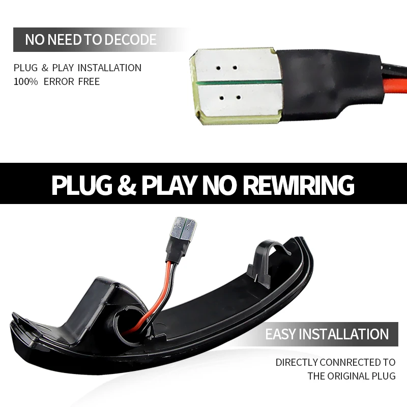 2PCS LED Dynamic Rearview Mirror Indicator Turn Signal Lights Canbus For Ford Escape Kuga II EcoSport 13-19 Focus 3 MK3 12-18 - Image 4