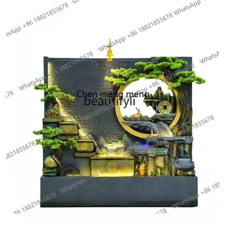 

X Chinese water curtain wall, fish pond rockery, circulating water landscaping, courtyard screen floor ornament