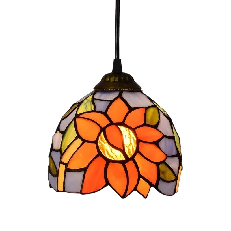 Stained Glass Tiffany Lamp, 6inch Vintage Pendant Light for Dining Room Bedroom Porch