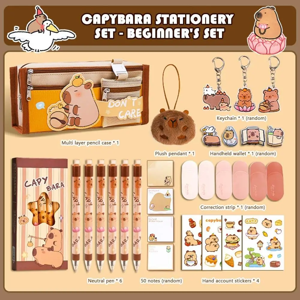 Large Capacity Gift Box Capybara Stationery Set Pencil Case Cute Study Stationery Abundant Back-to-school Gift Kit for Students