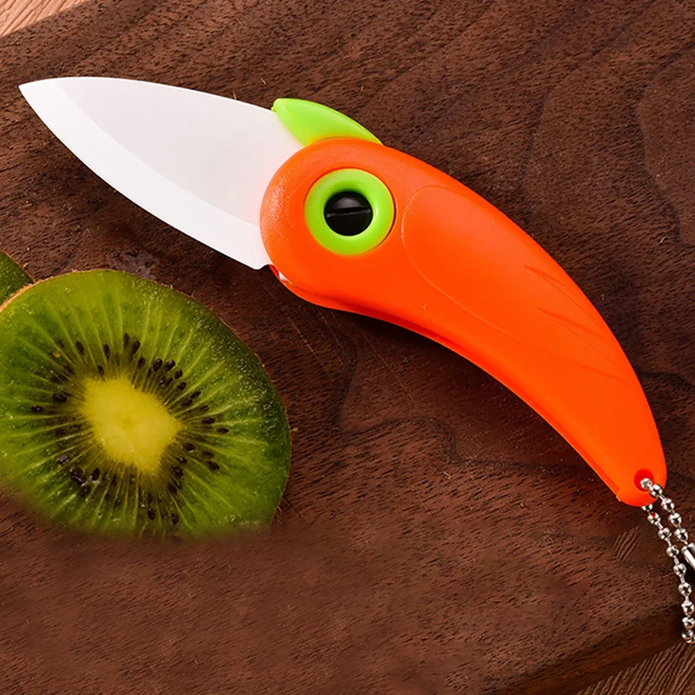 1PC Creative Mini Parrot Bird Knife Portable Ceramic Knife Multifunctional Foldable Fruit Knife Kitchen Tool