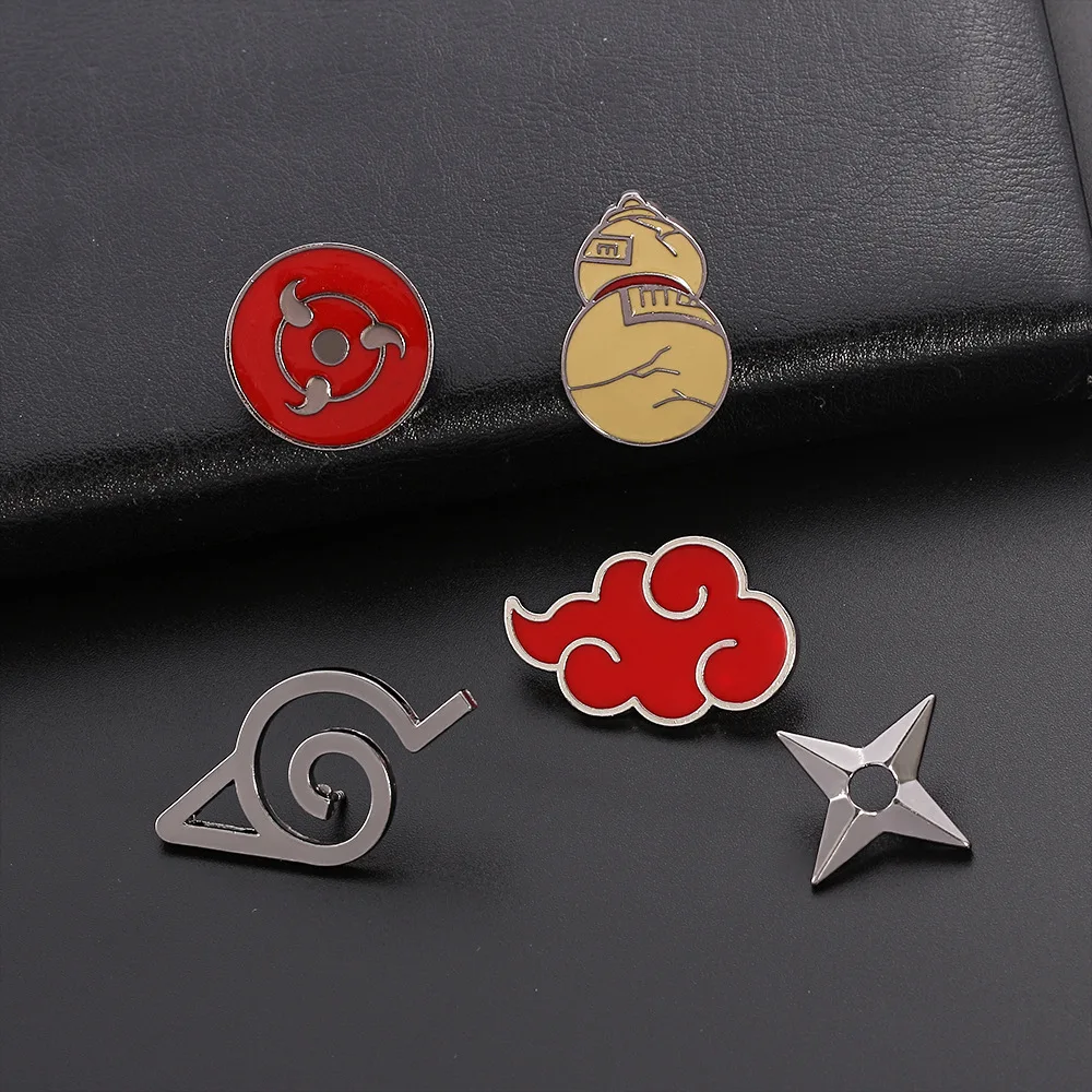 Akatsuki organization pin, Konoha Village ninja, Uzumaki, Sharingan, shuriken, Red Cloud badge, anime cosplay prop