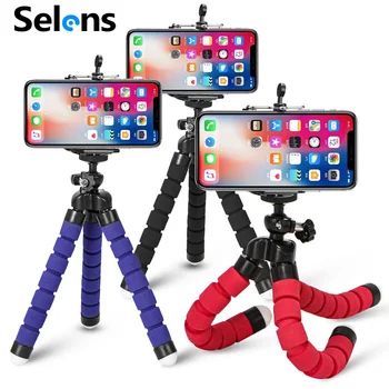 Selens tripé flexível esponja polvo ajustável mini câmera tripé para suporte do telefone clipe suporte para iphone xiaomi huawei ipad