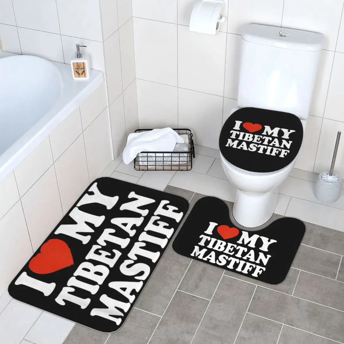 

I Love My Tibetan Mastiff Tibetan Mastiff Dog Lover 3 Pcs Bath Mat Bathroom Set Toilet Lid Cover Home Decor Carpet Floor Rug