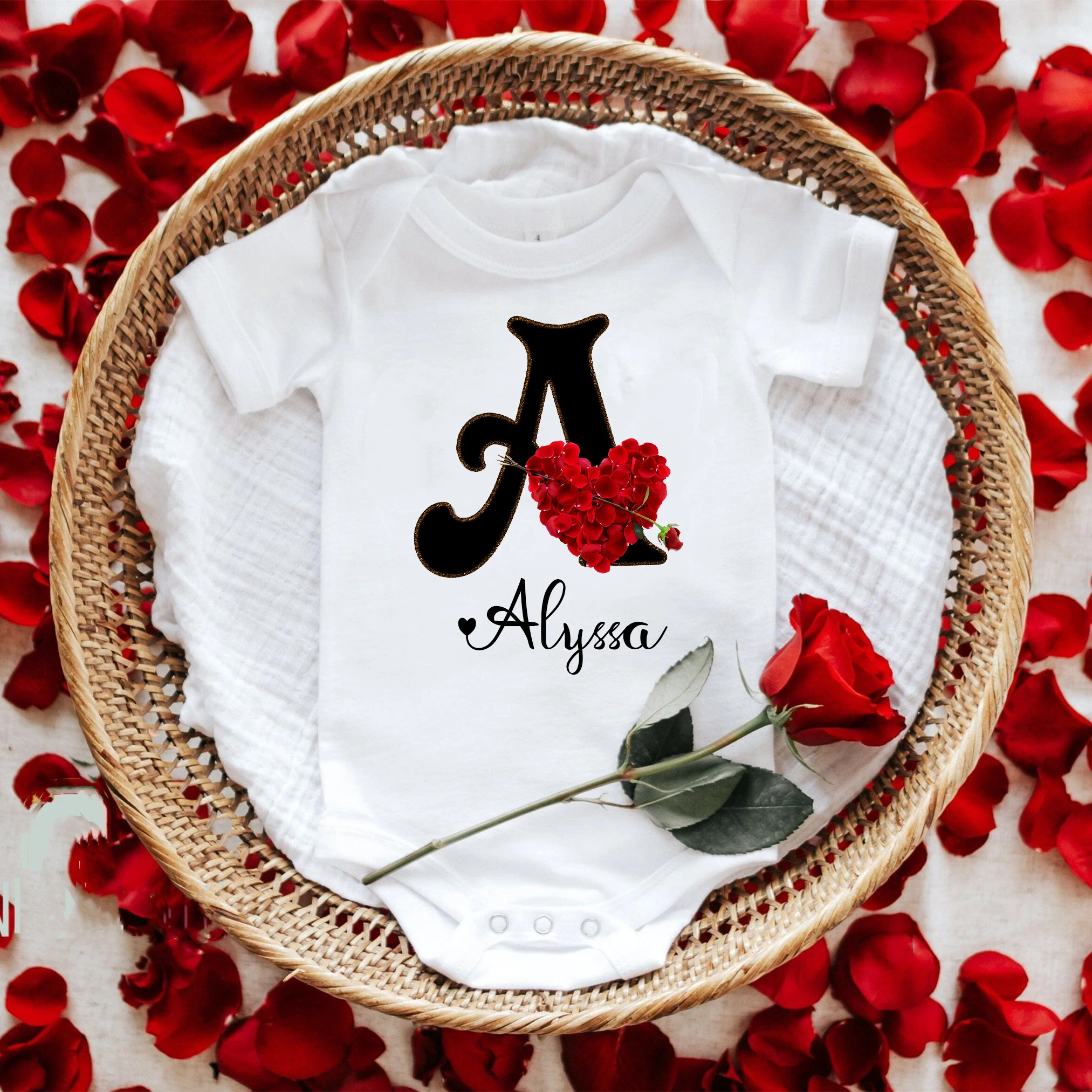 Personalized Baby Name Custom Jumpsuit Baby Name Romper Baby Shower Gifts Valentine\'s Day Infant Outfits Newborn Initial Clothes