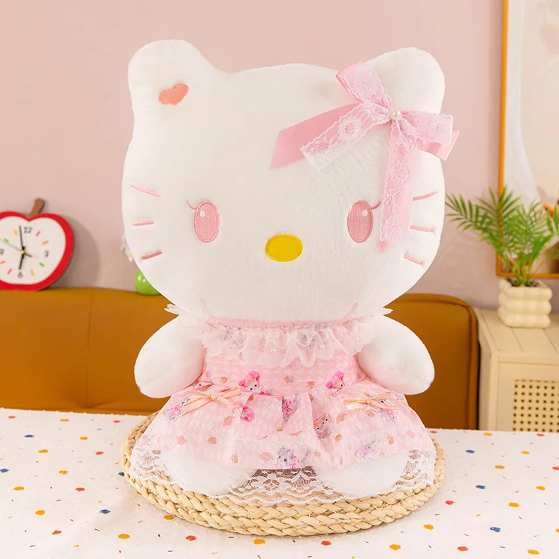 70 cm Sanrio Kawaii Hello Kitty Plüschtier im Prinzessinnenkleid, süße Lolita KT Katze, gefüllte Puppe, Dusche, Geburtstagsgeschenk für Kinder und Mädchen