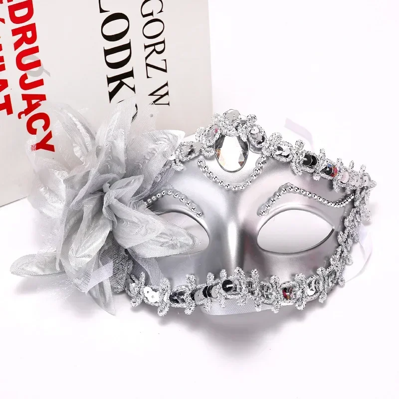 Halloween Princess Half Face Mask Masquerade Ball Lily Flower Mask Party Princess Sexy Dress Mask Dance Party Costume Women Men