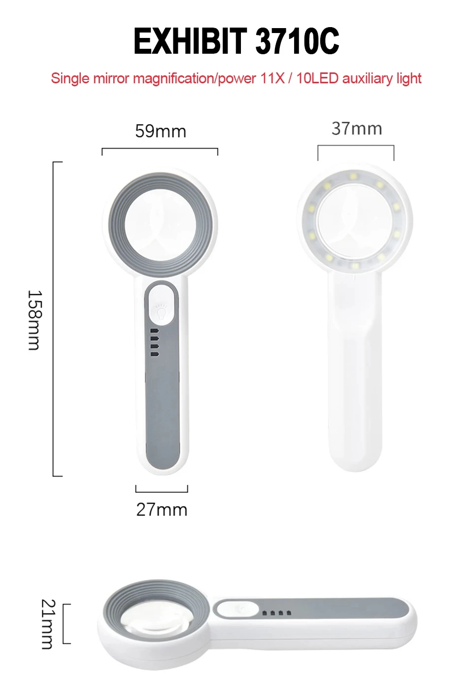 Wiederaufladbare Handlupe, 3 Beleuchtungsmodi, beleuchtete Lupe mit LED-Licht für Senioren, Lesereparatur – Detail 13