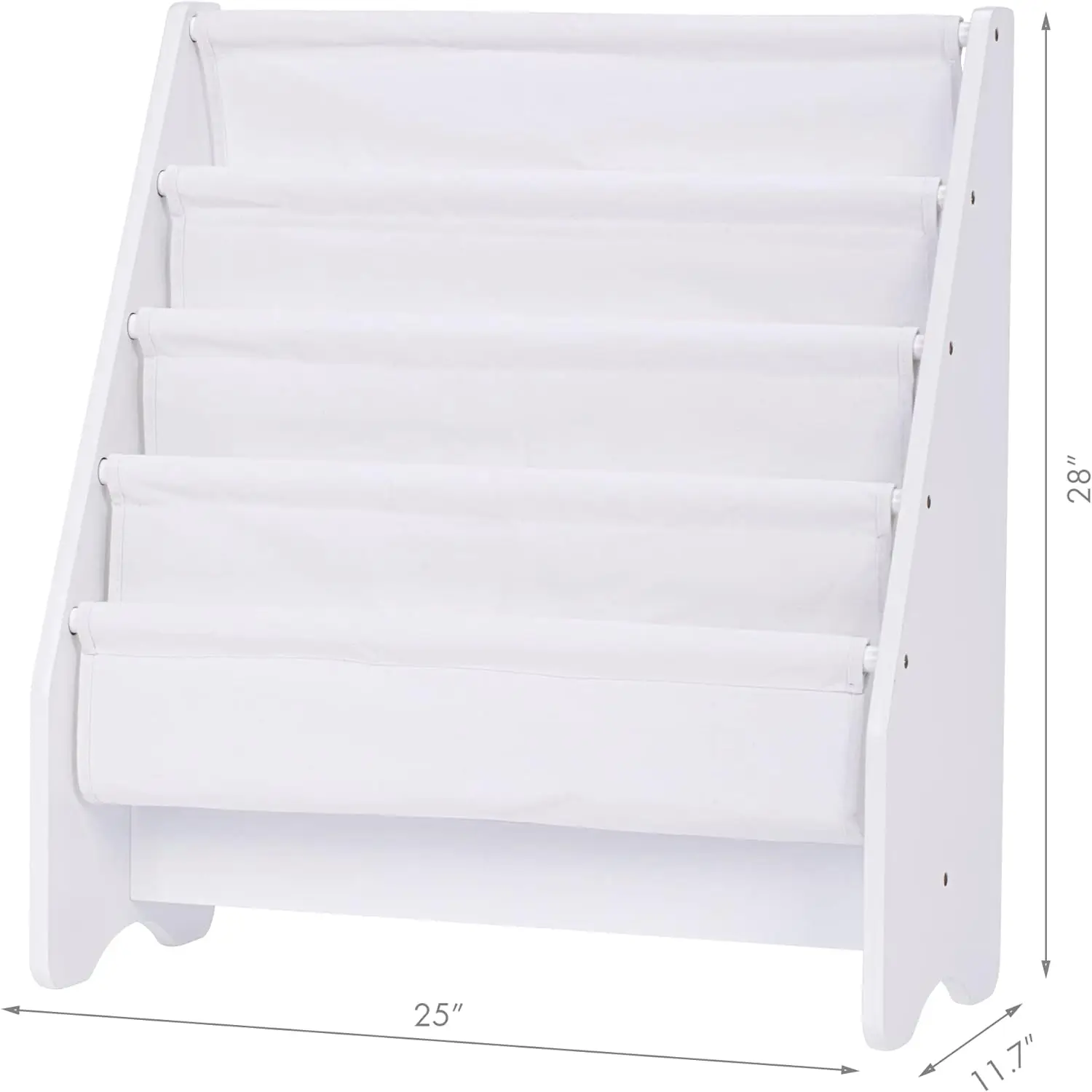 Kids Sling Bookshelf, Magazine/Book Rack,Book Organizer (White)