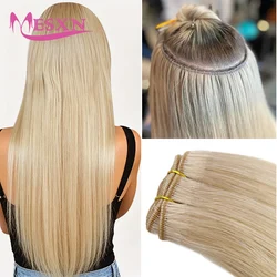 MESXN-Straight Cabelo Humano Trama Pacotes, Remy Europeu, Natural Extensão do Cabelo Humano, muito grosso, alta qualidade, 12 a 22 