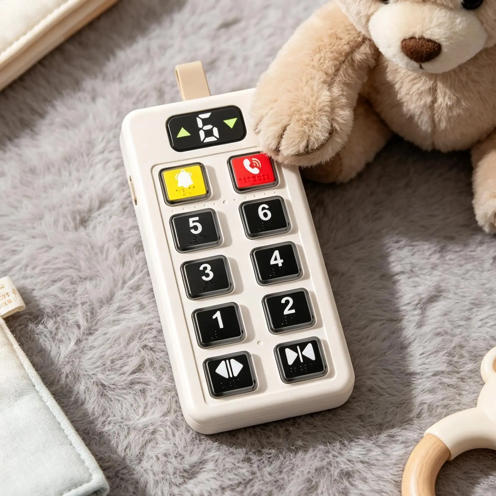 Elevator Toy Calming Fidget Interactive Pad with Light Sound Numbers Elevator Activity Panel for Kids Boys Girls Travel Airplane