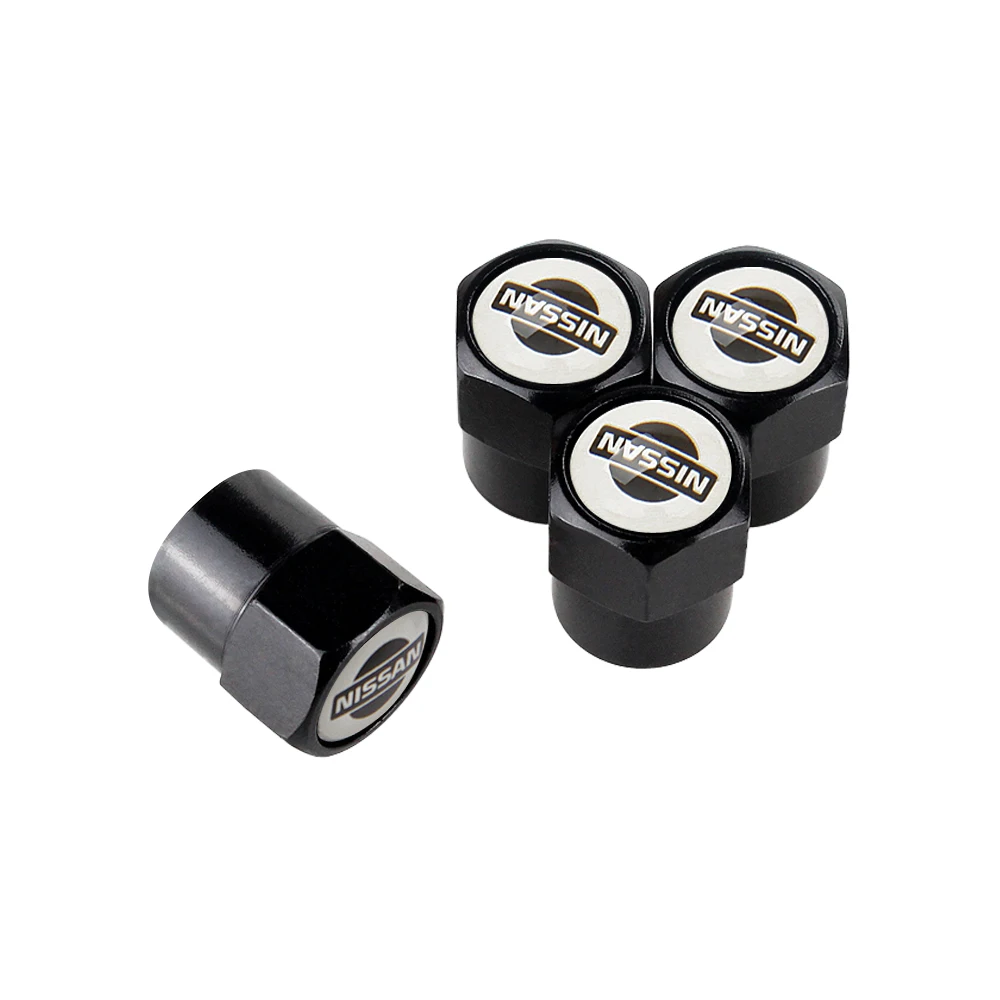 For Nissan Logo Tiida Juke Qashqai Leaf Note 350z 370z Altima Frontier X Trail Car Wheel Tire Stem Dust Caps Auto Accessories
